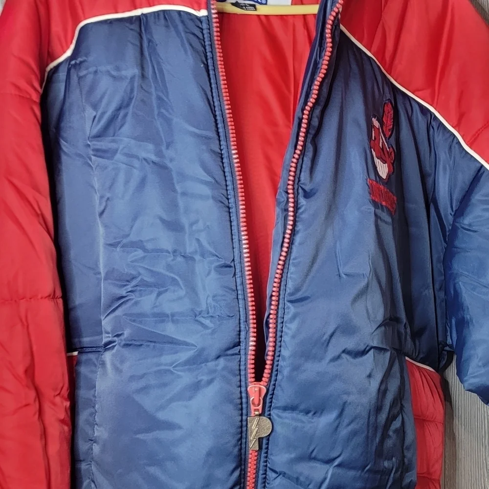 VINTAGE Cleavland Indians pro player puffer jacket. Size large - Picture 9 of 9